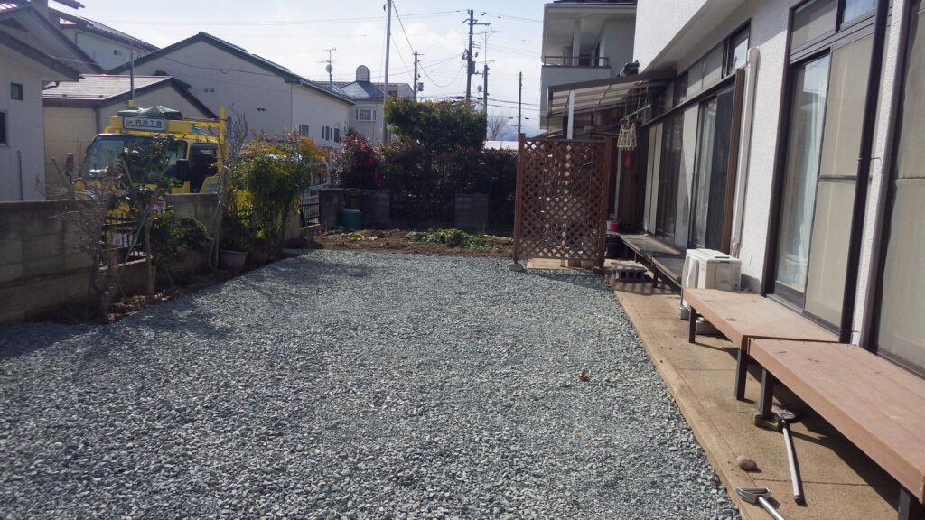 施工実例 福島市/Ｋ様邸②　お庭整理・砕石敷き工事｜内池工業